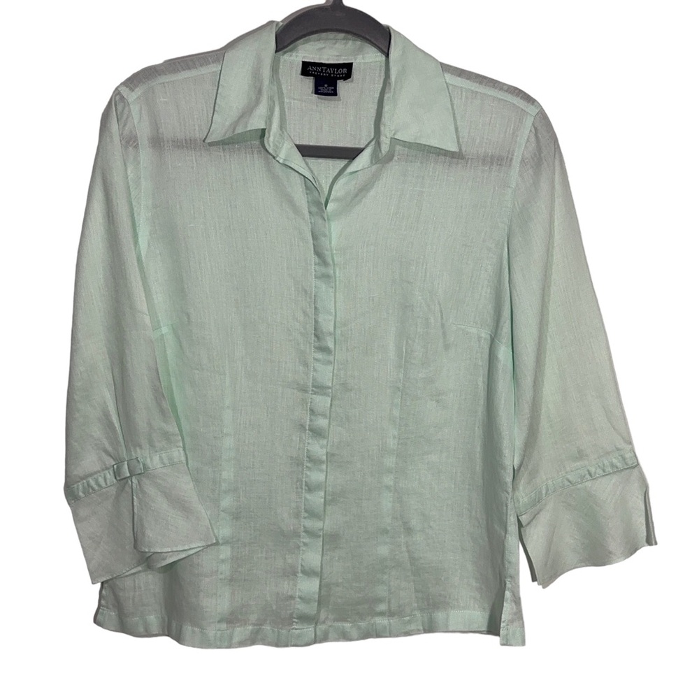 Ann Taylor Factory Linen Blend Shirt Womens Size 8